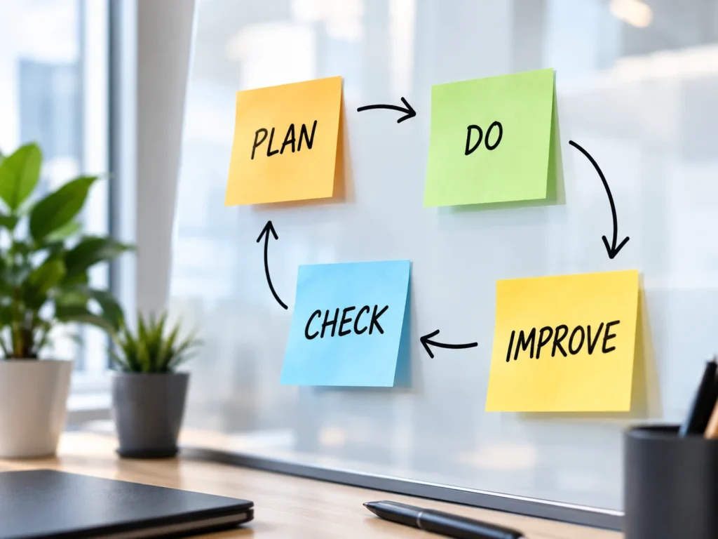 Ciclo di lavoro agile con post-it